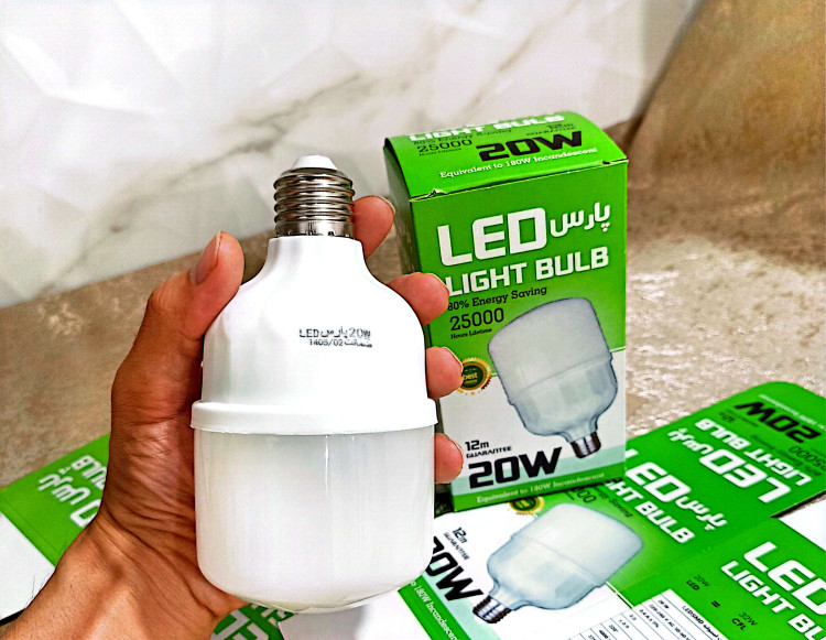 لامپ 20 وات استوانه ای مهتابی پارس E27